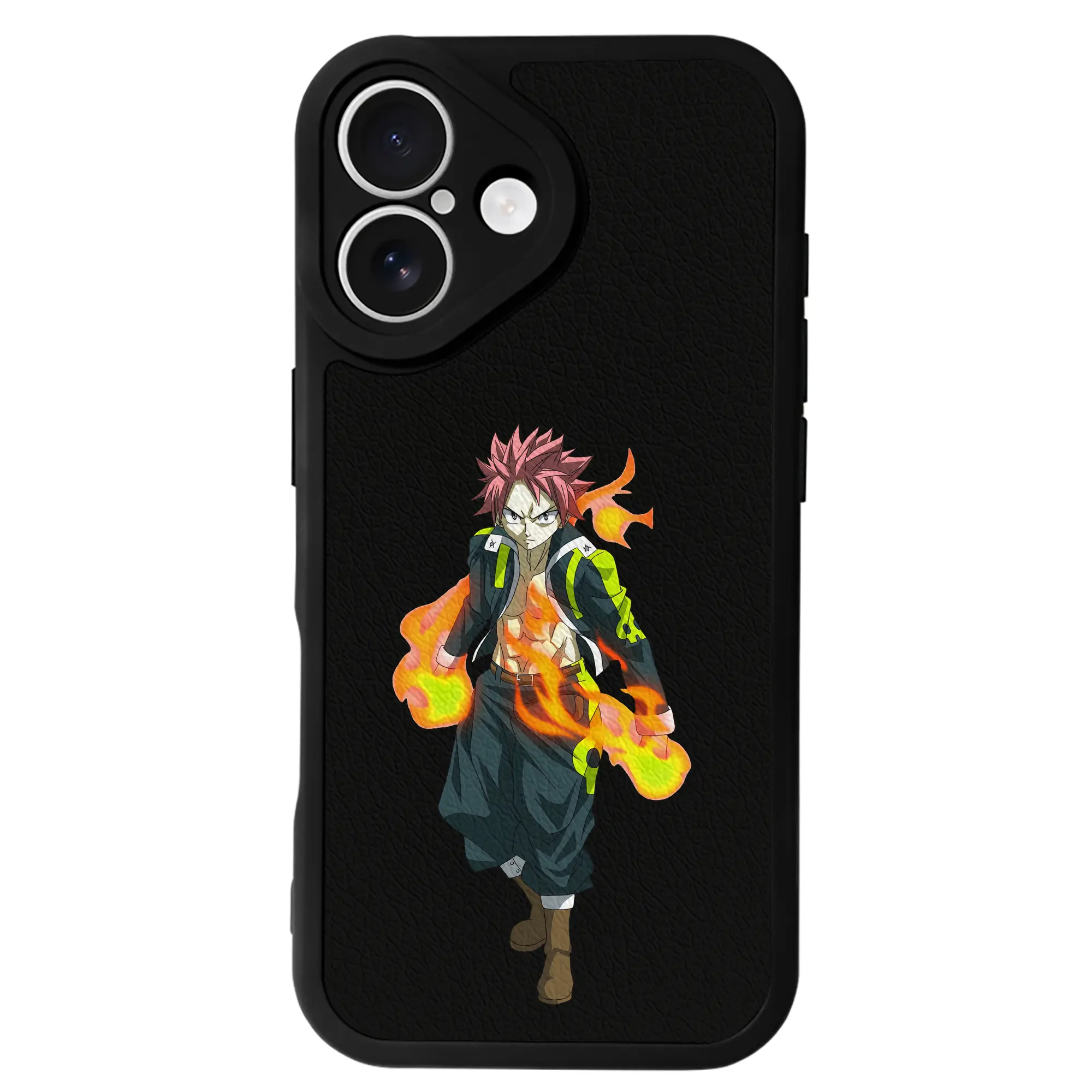 フェアリーテイル グッズ ナツ・ドラグニル - IPhone 16シリーズ対応 ・ シリコンスマホケース ・ レザー調 ・ 高精度フィット ・ 耐衝撃 ・ ワイヤレス充電対応 ・ 精密カット